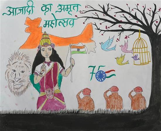 Azadi ka Amrit Mahotsav, painting by Tejal Dhum