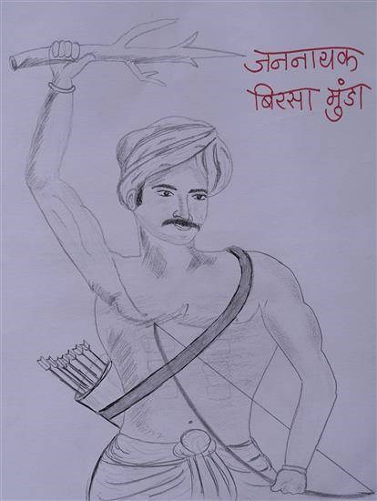 Great Revolutionary Birsa Munda, painting by Maruti Ghandare