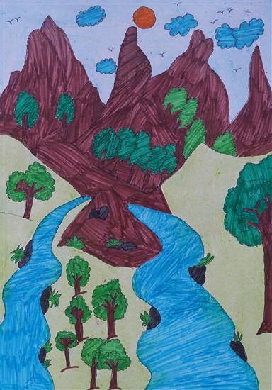 Two rivers, painting by Kajal Maraskole