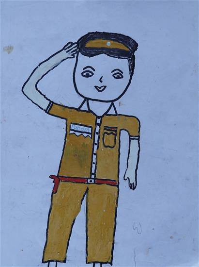 Painting  by Punam Bhusum - A Police