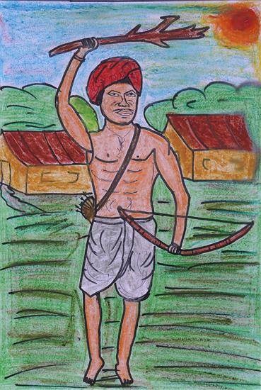 Brave warrior, painting by Ganesh Bahiram