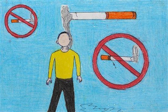 Stay away from smoking, painting by Jija Sabale