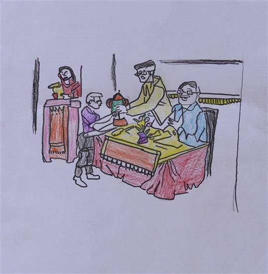 Award ceremony, painting by Om Girhe