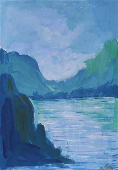Painting  by Punam Khule - The river basin