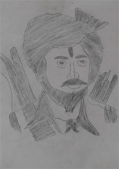 Freedom fighter Khajya Naik, painting by Sonali Chondkar
