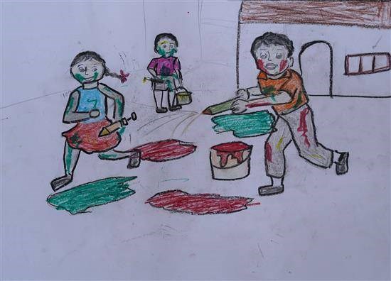 Happy children, painting by Shweta Bomble