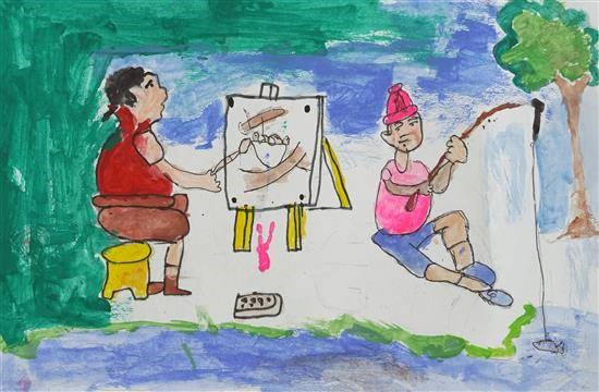 Children's hobbies, painting by Lakhan Pote