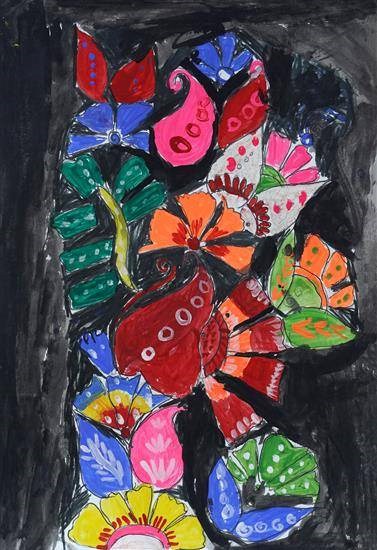 Colorful flower's bouquet, painting by Sanjivani Jangale