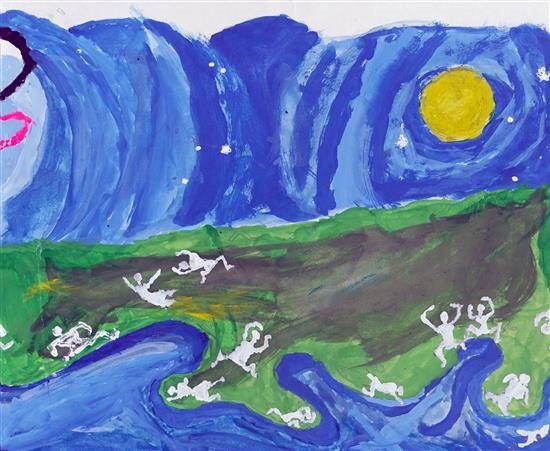 The river, painting by Krishna Lavhare