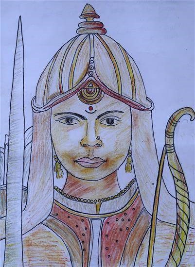 A brave queen, painting by Madhuri Pendam