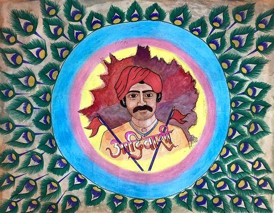 Tribal man, painting by Harishchandra Gaikwad