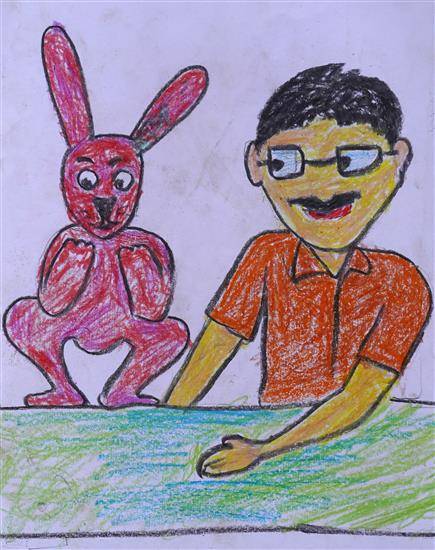 Painting  by Anup Pungati - My favorite toy - Rabbit