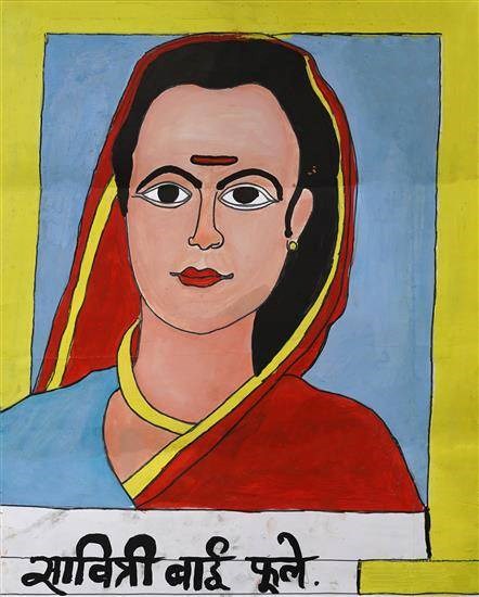A great patron of female education, painting by Amit Gedam