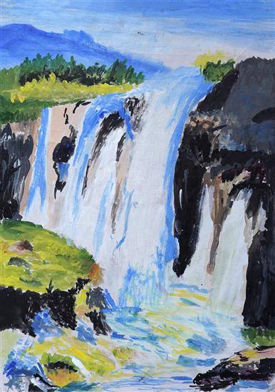 Painting  by Nilesh Mirake - Waterfall