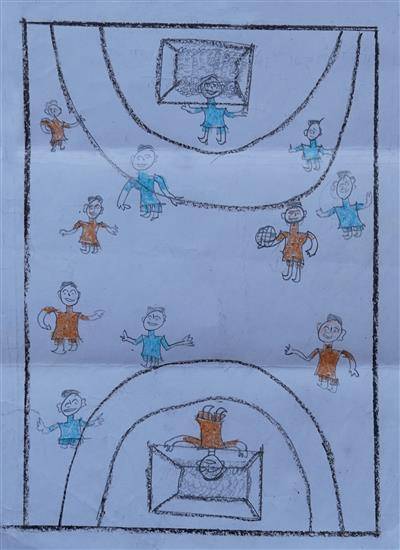 Painting  by Tushar Bidwal - Children enjoying handball game