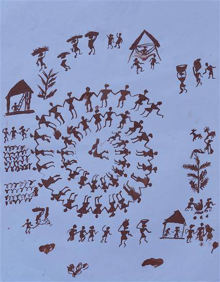 Painting  by Dinesh Paradhi - Cultural moment in tribe