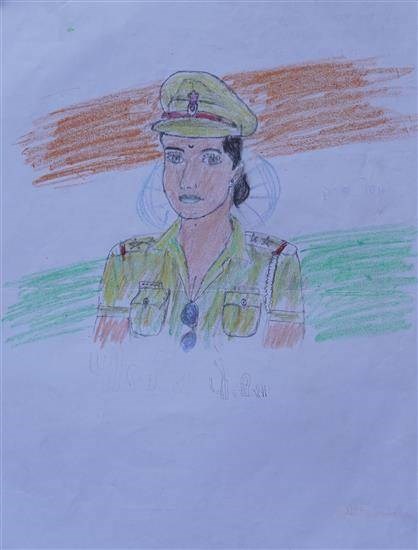 My dream to become a Police in future, painting by Sharmila Shinde