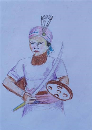 Warrior holded Sword, painting by Rakshaknath Gedam