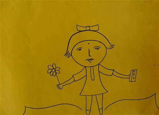 Painting  by Dipak Atram - A little girl