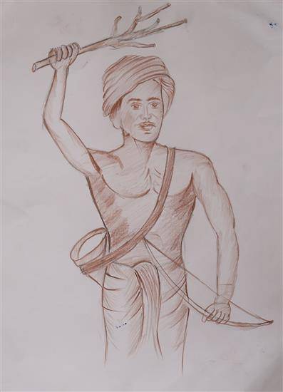 Painting  by Datta Marape - Sketch of a revolutionary