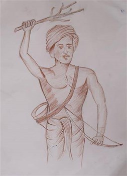 Sketch of a revolutionary, painting by Datta Marape