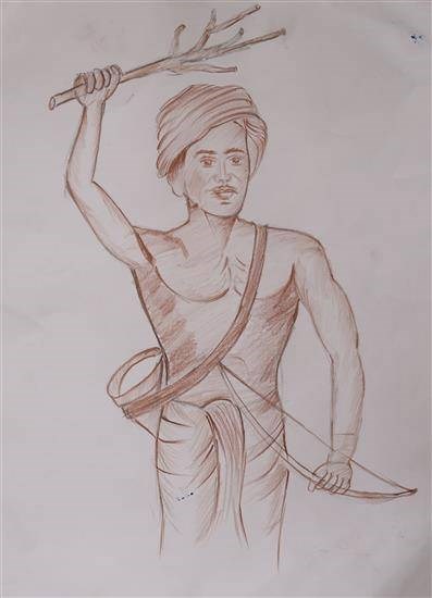 Sketch of a revolutionary, painting by Datta Marape