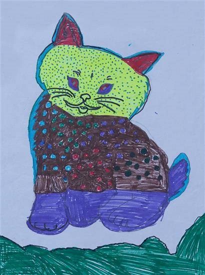 Painting of a Cat, painting by Prajakta Ghodmare