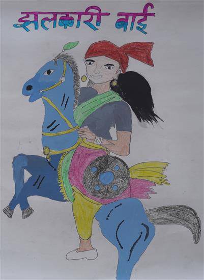 Painting  by Arati Dhongade - The brave Jhalkaribai