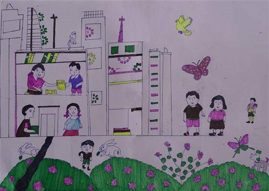 Friends in School, painting by Suresh Chaure