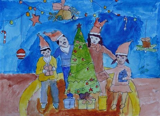 Celebration of Christmas, painting by Pratik Rao