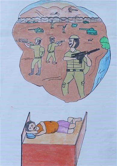 My dream is to be a armyman, painting by Vipin Shedad