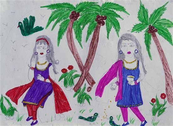 Enjoyment of holidays, painting by Ranjila Valavi