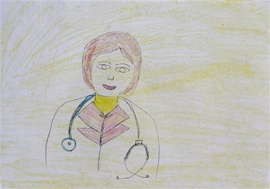 A lady Physician, painting by Vrushali Bagul