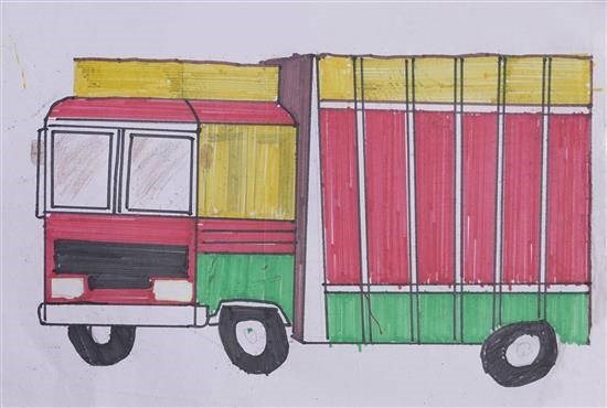 A truck, painting by Shashikant Suryavanshi