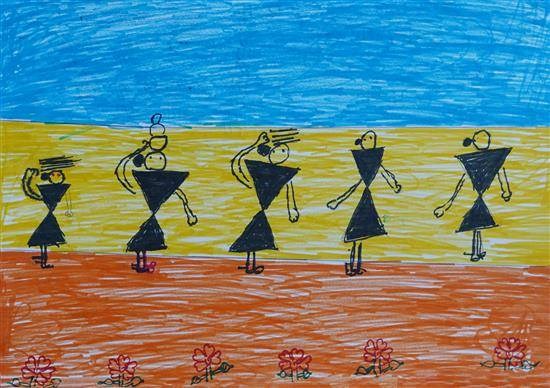 Adivasi women, painting by Maya Nadekar