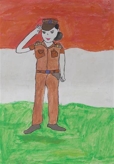 Painting  by Sadhana Bambale - A lady Police