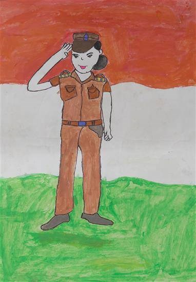 A lady Police, painting by Sadhana Bambale