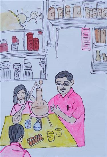 Education about Science experiment, painting by Priyanjali Mundhe