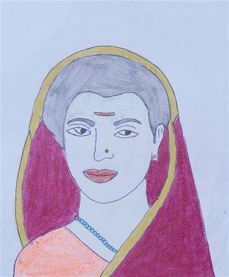 Woman social reformer, painting by Rani Dudhavade