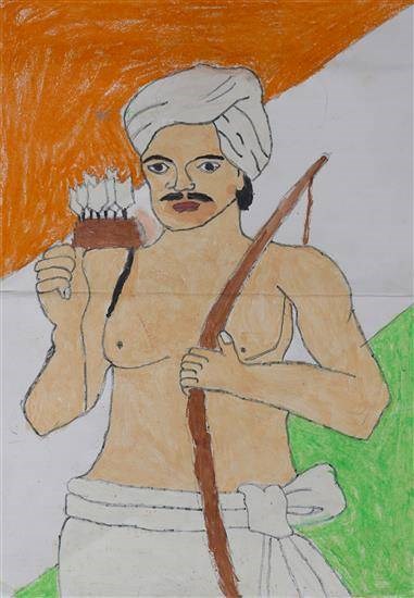 A tribal soldier, painting by Ketan Kachare