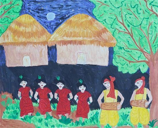 A folk art, painting by Jayvanti Chaure