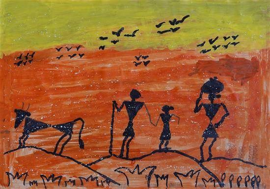 The migration, painting by Sagar Jadhav