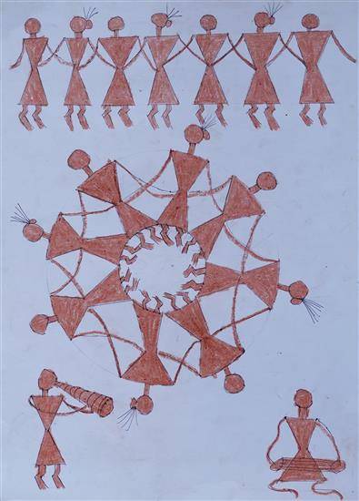 Painting  by Anil Galat - The tribal dance