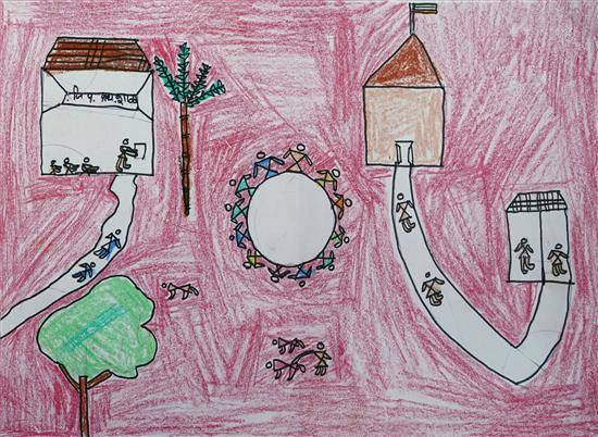 Painting  by Jyoti Prakash Bhoye - People in my village