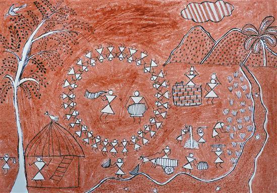 Painting  by Pooja Bhasare - The tribal environment