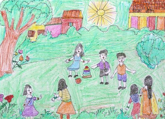 Fun in park, painting by Mukta Jogare