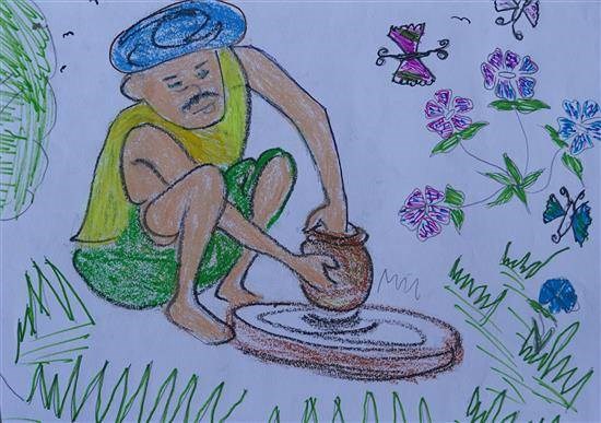 A Potter, painting by Umesh Bek