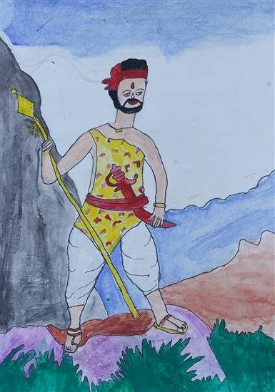 A tribal man, painting by Mayuri Ugale
