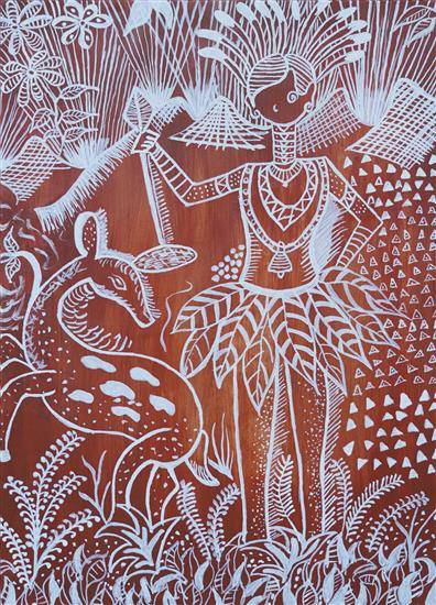 Painting  by Surabhi Pandram - Tribal woman