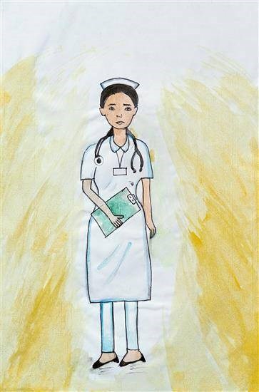 A Nurse, painting by Manisha Muleti